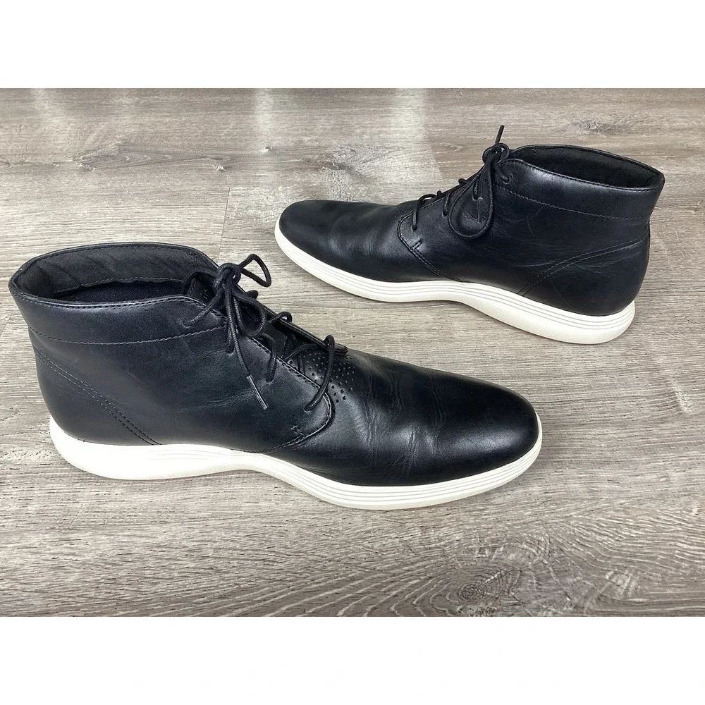 Cole Haan Grand OS Tour Chukka Boots Men's Size 12 Black Leather Waterproof